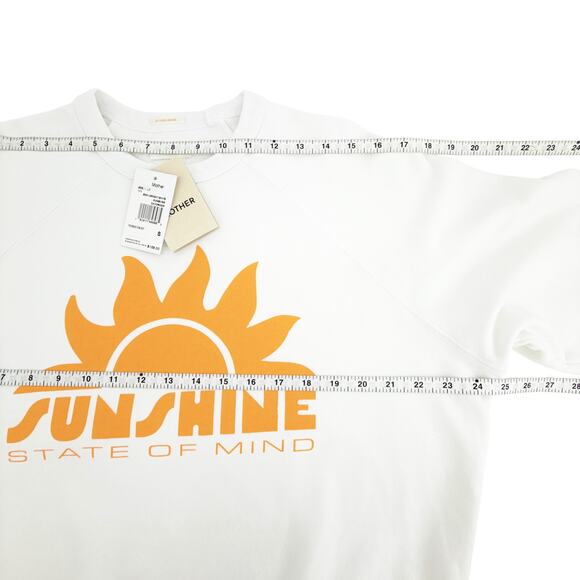 MOTHER The Biggie Message Sweatshirt In Bright White Sunshine Daydream S - Picture 9 of 11